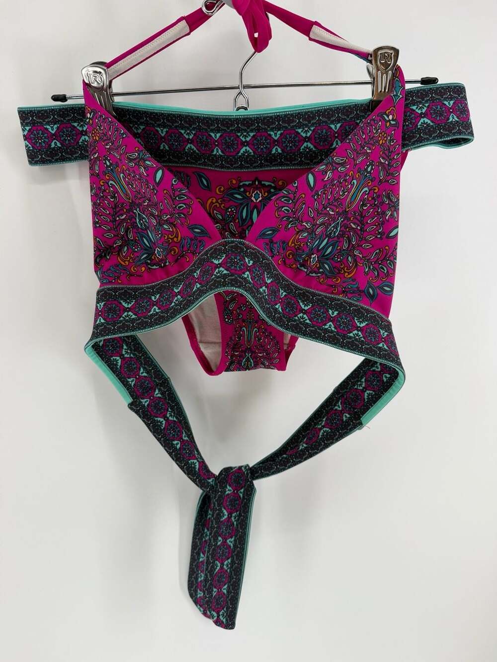 Victoria’s Secret Pink Paisley Halter Bikini Set Size Small Boho Y2K Swim